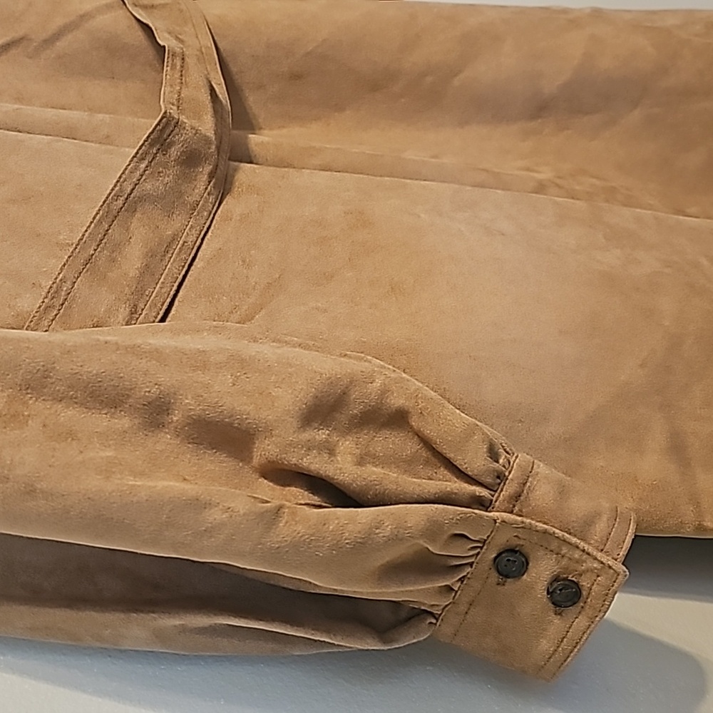 Banana Republic Long-Sleeves Suede Trench Dress Size S Tan - Picture 10 of 15